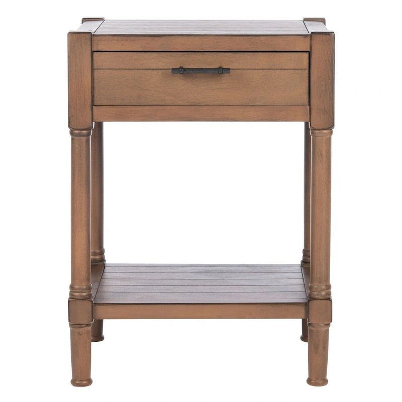 Mesa auxiliar decorativa clásica con estante con cajón de almacenamiento y patas torneadas