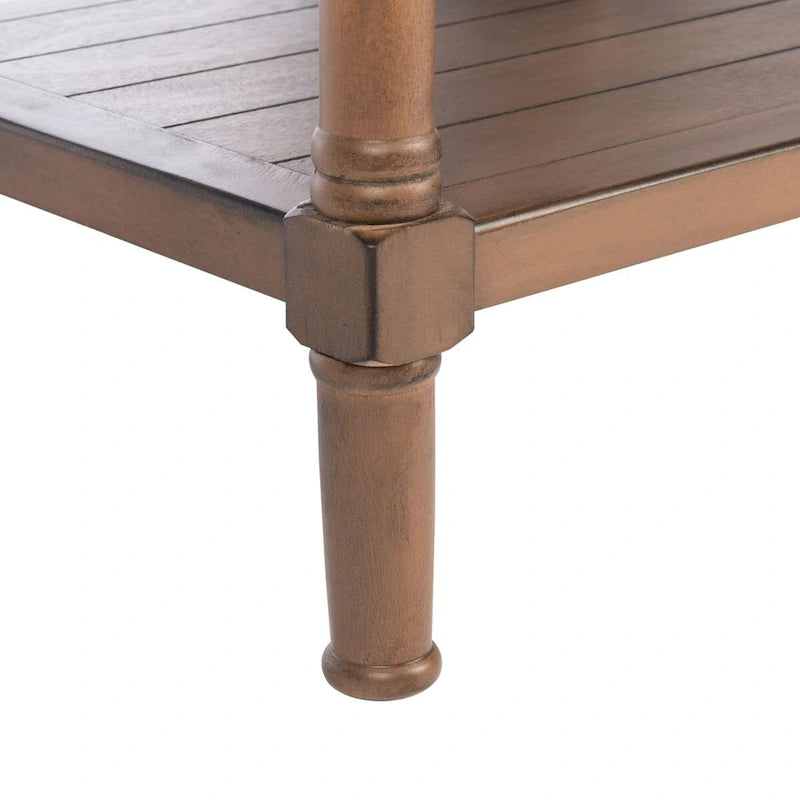Mesa auxiliar decorativa clásica con estante con cajón de almacenamiento y patas torneadas