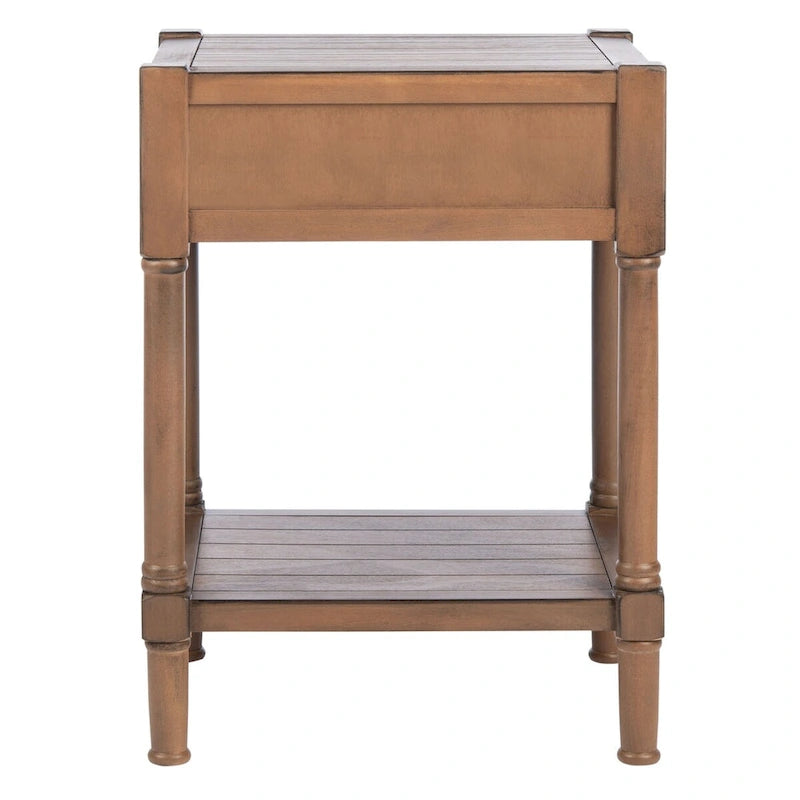 Mesa auxiliar decorativa clásica con estante con cajón de almacenamiento y patas torneadas