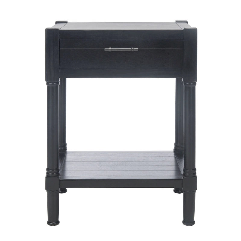 Mesa auxiliar decorativa clásica con estante con cajón de almacenamiento y patas torneadas
