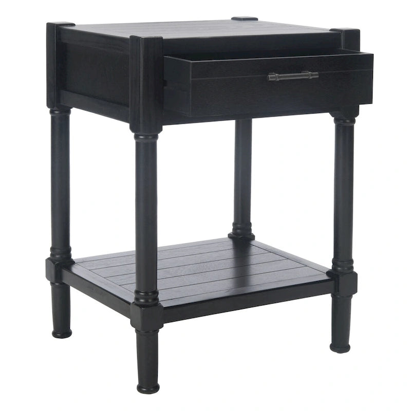 Mesa auxiliar decorativa clásica con estante con cajón de almacenamiento y patas torneadas