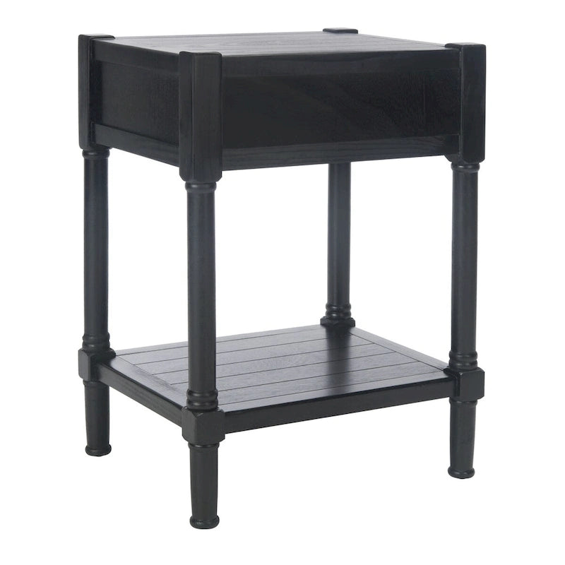 Mesa auxiliar decorativa clásica con estante con cajón de almacenamiento y patas torneadas