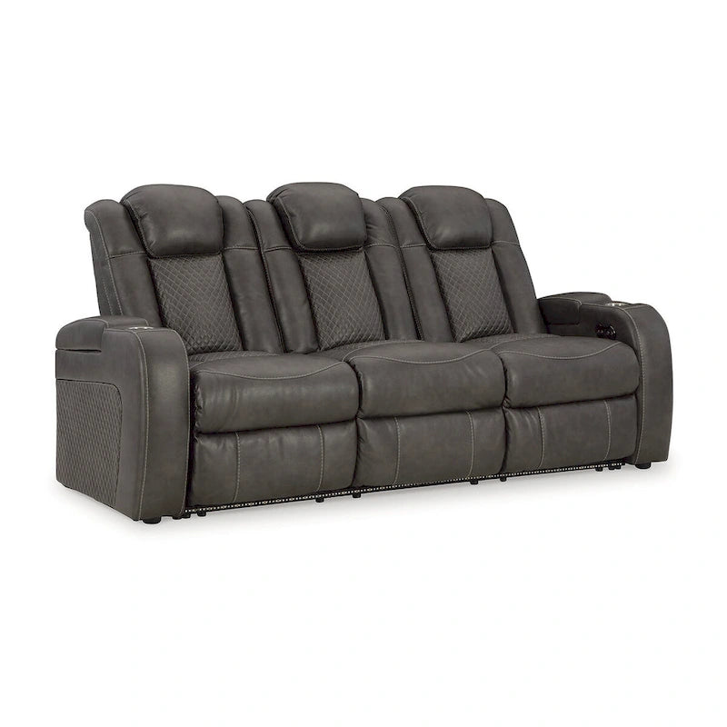 Modernes elektrisch verstellbares Relaxsofa aus Kunstleder mit Ladefunktion und Beleuchtung