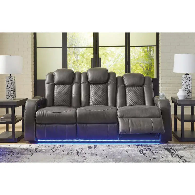 Modernes elektrisch verstellbares Relaxsofa aus Kunstleder mit Ladefunktion und Beleuchtung