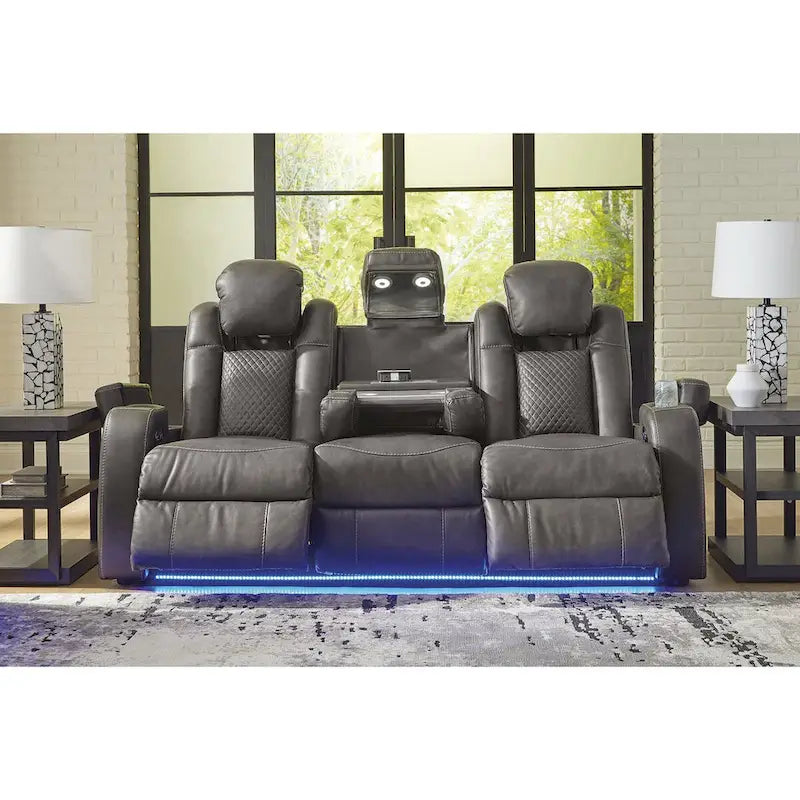 Modernes elektrisch verstellbares Relaxsofa aus Kunstleder mit Ladefunktion und Beleuchtung
