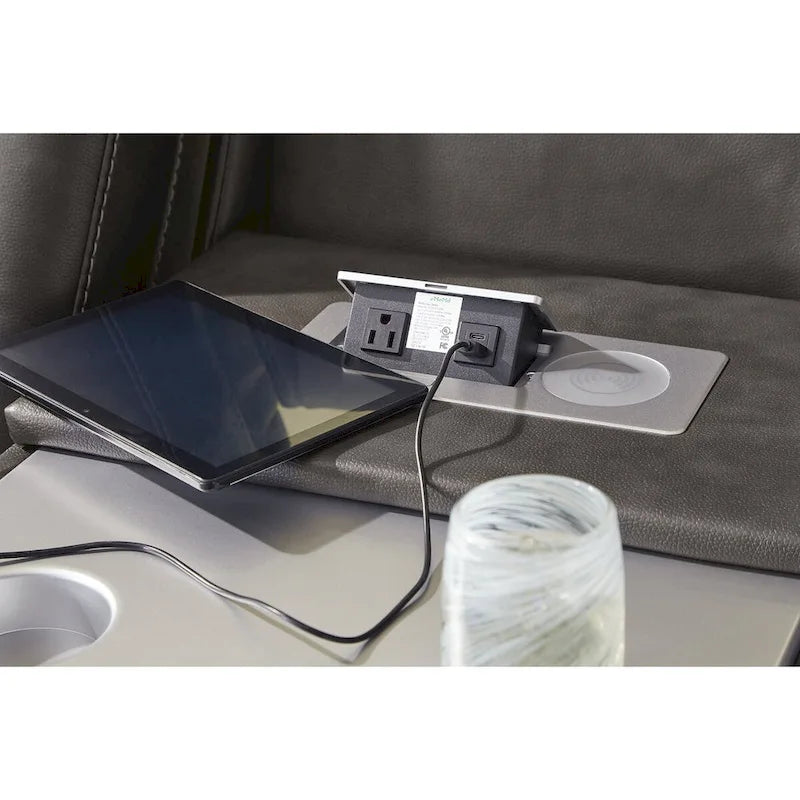 Modernes elektrisch verstellbares Relaxsofa aus Kunstleder mit Ladefunktion und Beleuchtung