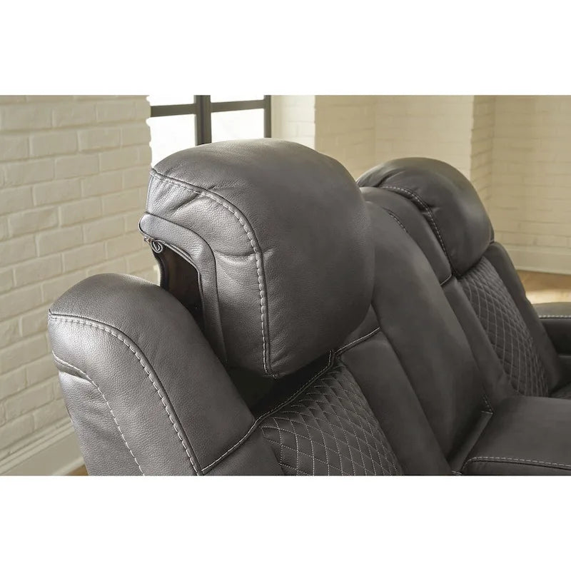 Modernes elektrisch verstellbares Relaxsofa aus Kunstleder mit Ladefunktion und Beleuchtung