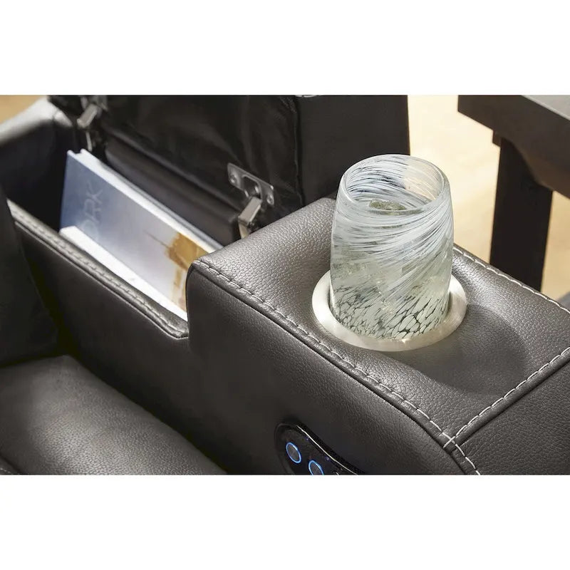 Modernes elektrisch verstellbares Relaxsofa aus Kunstleder mit Ladefunktion und Beleuchtung