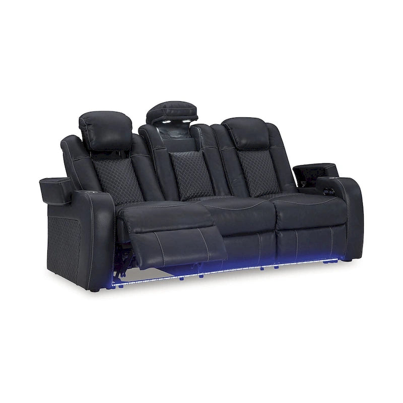 Modernes elektrisch verstellbares Relaxsofa aus Kunstleder mit Ladefunktion und Beleuchtung