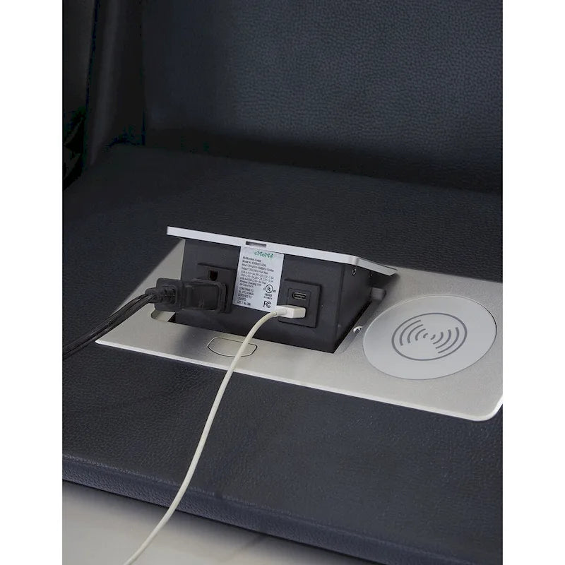Modernes elektrisch verstellbares Relaxsofa aus Kunstleder mit Ladefunktion und Beleuchtung
