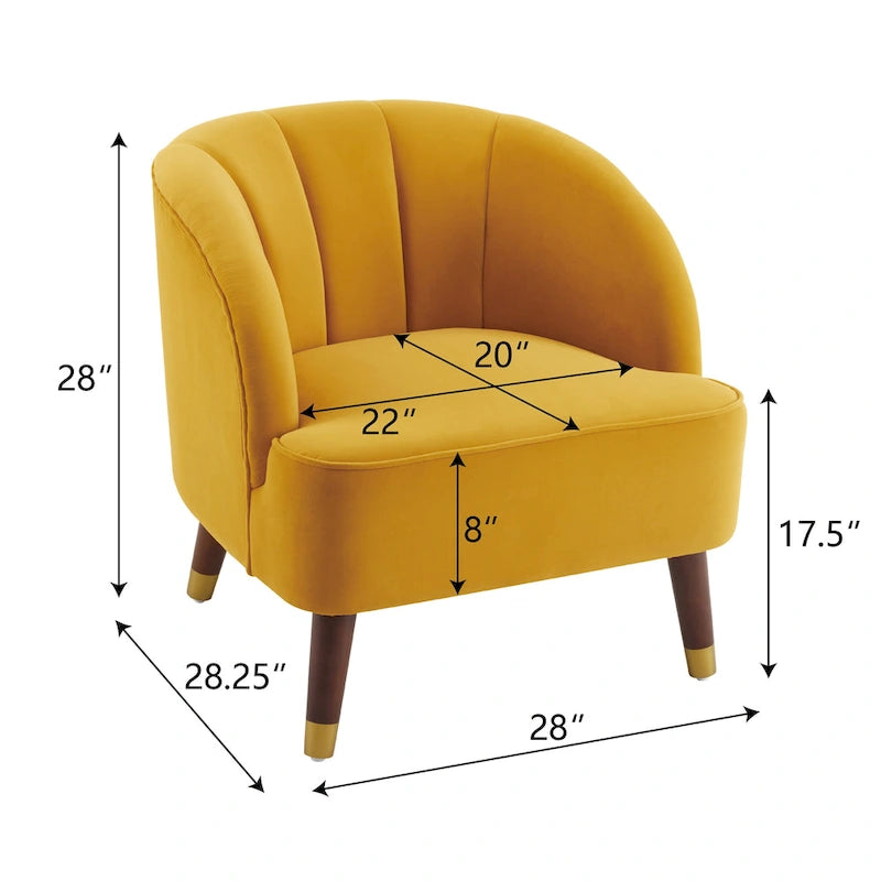 Sillón clásico de mediados de siglo tapizado con respaldo acanalado y patas inclinadas