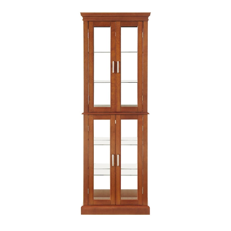 Vitrina clásica de madera con puertas de vidrio e iluminación interior