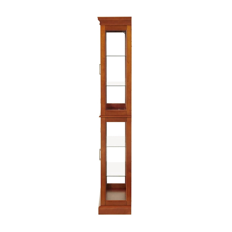 Vitrina clásica de madera con puertas de vidrio e iluminación interior