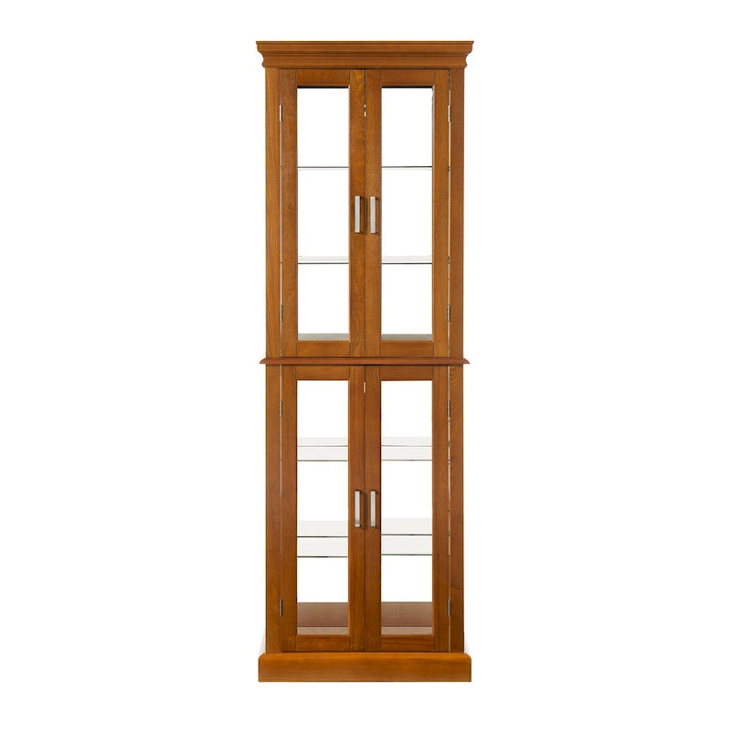 Vitrina clásica de madera con puertas de vidrio e iluminación interior