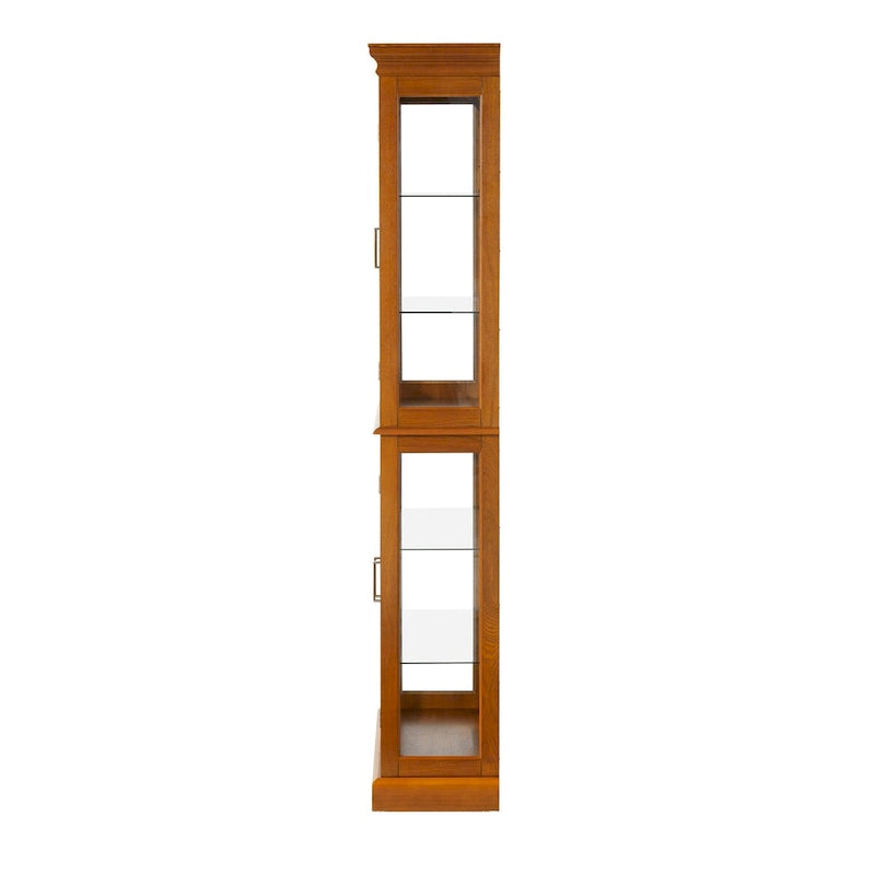 Vitrina clásica de madera con puertas de vidrio e iluminación interior