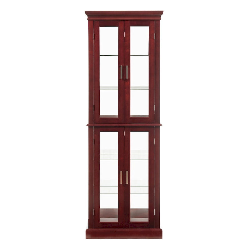 Vitrina clásica de madera con puertas de vidrio e iluminación interior