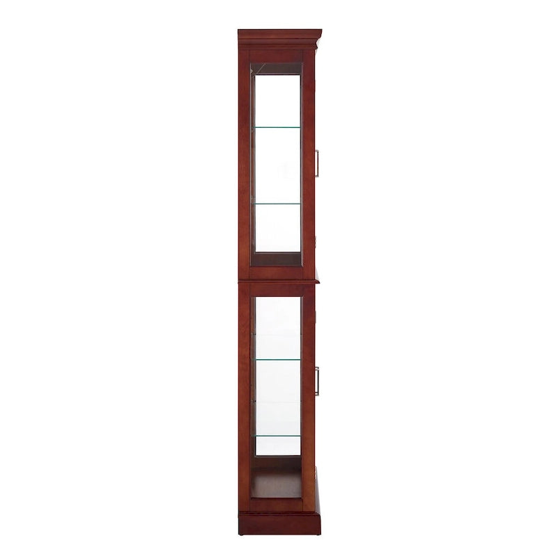 Vitrina clásica de madera con puertas de vidrio e iluminación interior