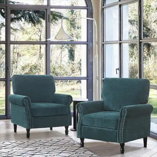 Modern Upholstered Armchair Nailhead Trim Accent Chair (Set of 2)